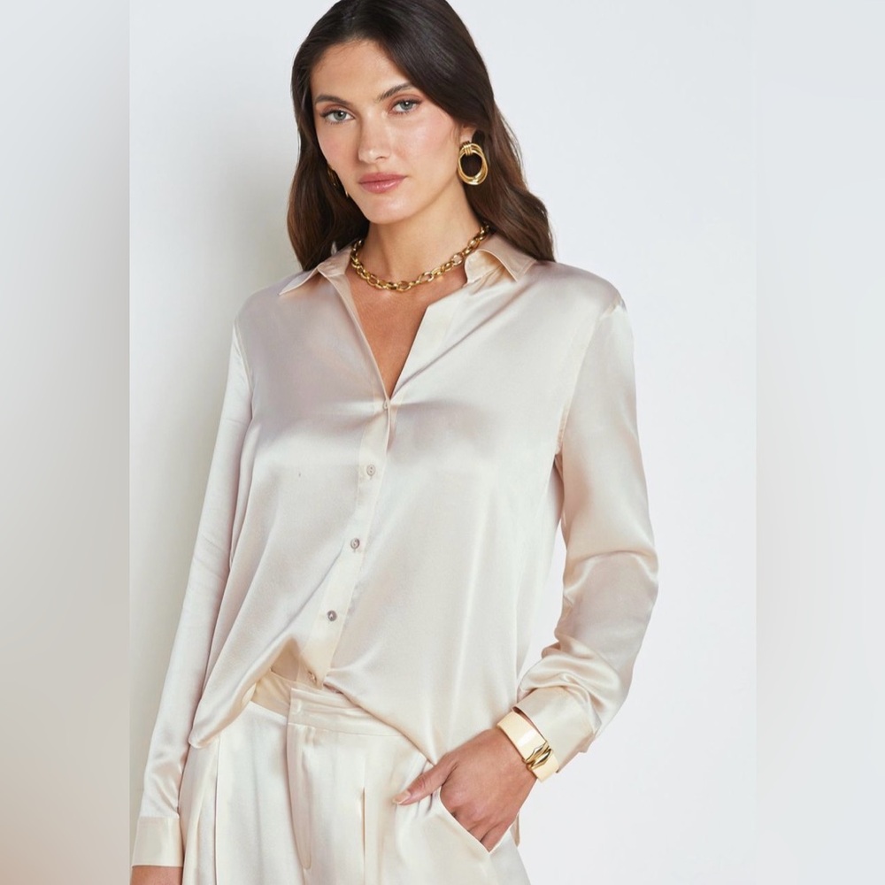 L’Agence Tyler silk blouse in creme brûlée color